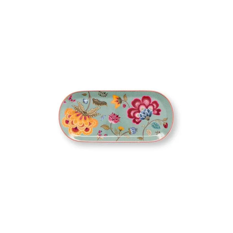 Pip Studio Blooming Tales servírovací tác 33.3 x 15.5 cm, modrý