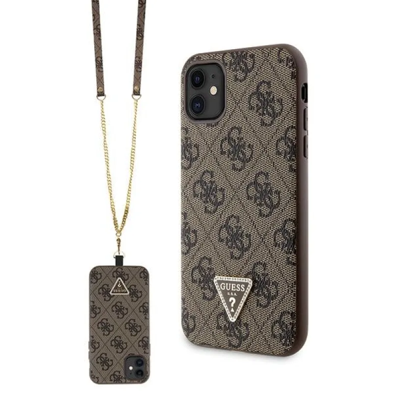 Puzdro Guess GUHCN61P4TDSCPW pre iPhone 11 / Xr - hnedé crossbody 4G kovové logo