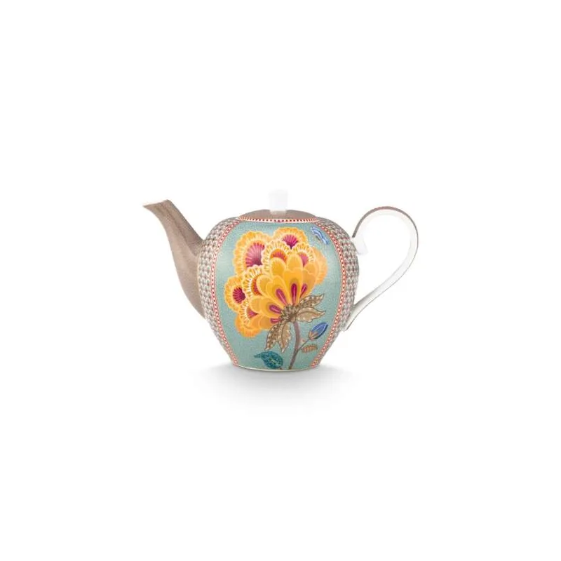 Pip Studio Blooming Tales velká čajová konvice 1,6 l, modrá-khaki