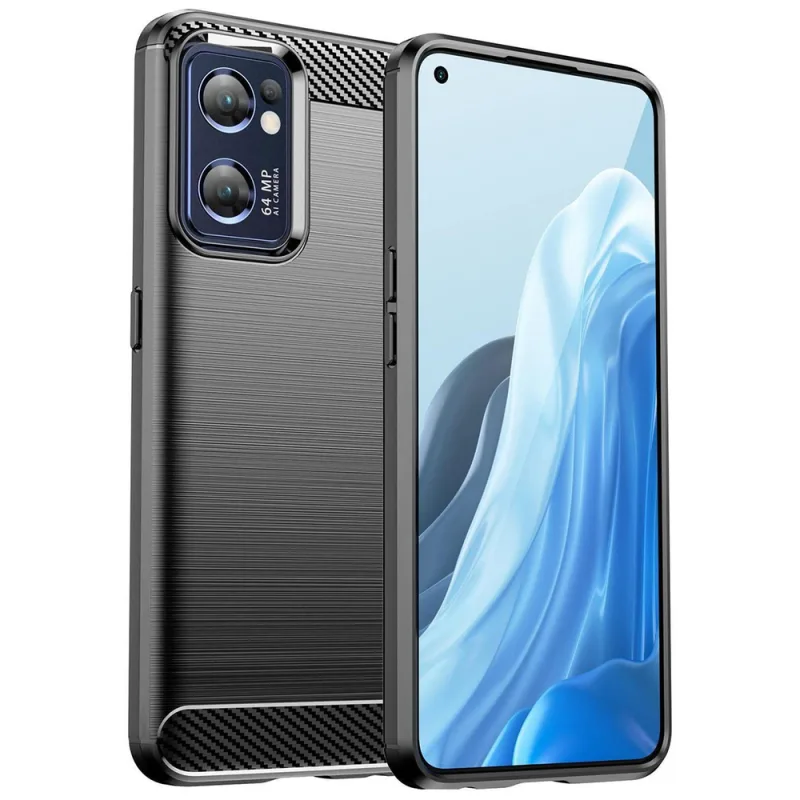 Karbónové puzdro pre Realme Narzo 50 5G flexibilný silikónový karbónový kryt čierny
