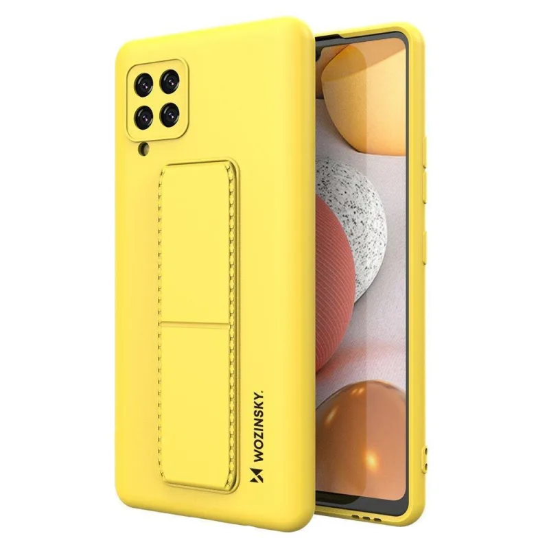 Wozinsky Kickstand Case silikónové puzdro so stojanom Samsung Galaxy A42 5G žlté