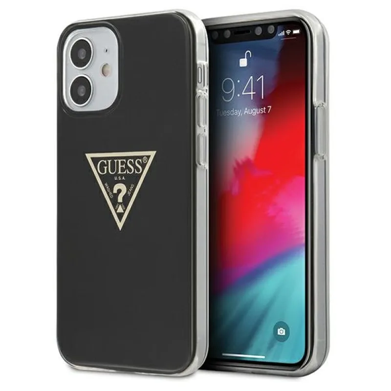 Pevné puzdro Guess GUHCP12SPCUMPTBK iPhone 12 mini 5,4" čierne/čierne Metallic Collection