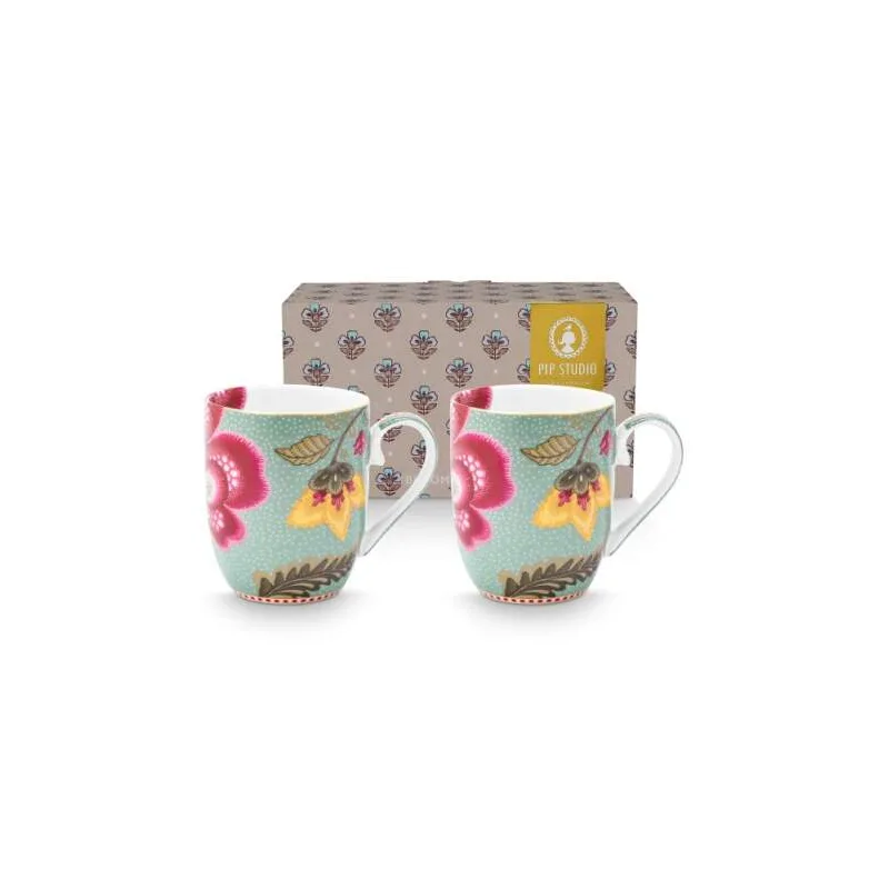 Pip Studio Blooming Tales sada 2ks hrnků 180ml, modrá