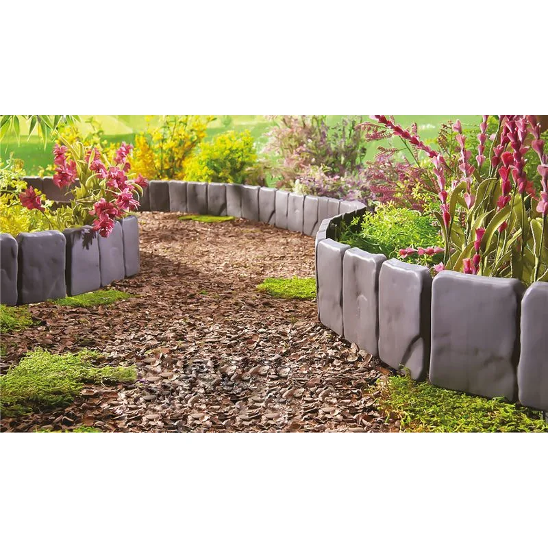 Plastový obrubník Strend Pro Garden, imitácia kameňa, 10 ks