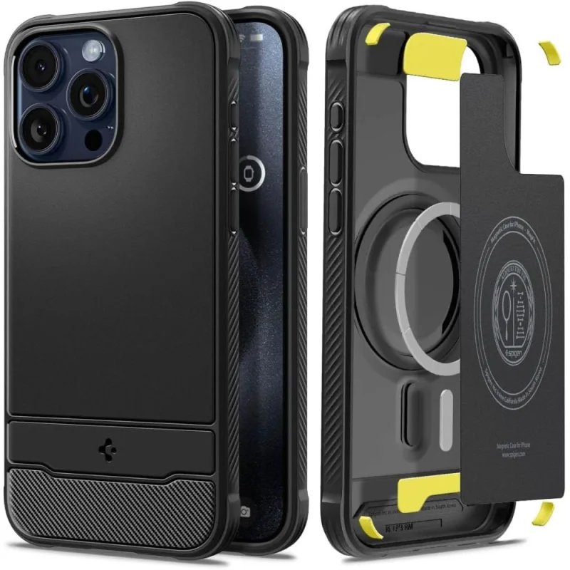 Puzdro Spigen Rugged Armor Mag Case s MagSafe pre iPhone 15 Pro Max – matné čierne