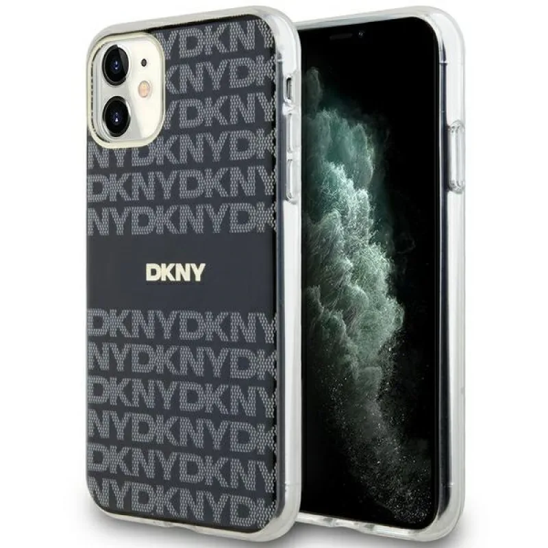 Puzdro DKNY IML Mono & Stripe MagSafe pre iPhone 11 / Xr - čierne