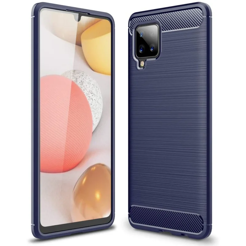 Carbon Case Flexible Cover TPU puzdro pre Samsung Galaxy A42 5G modré