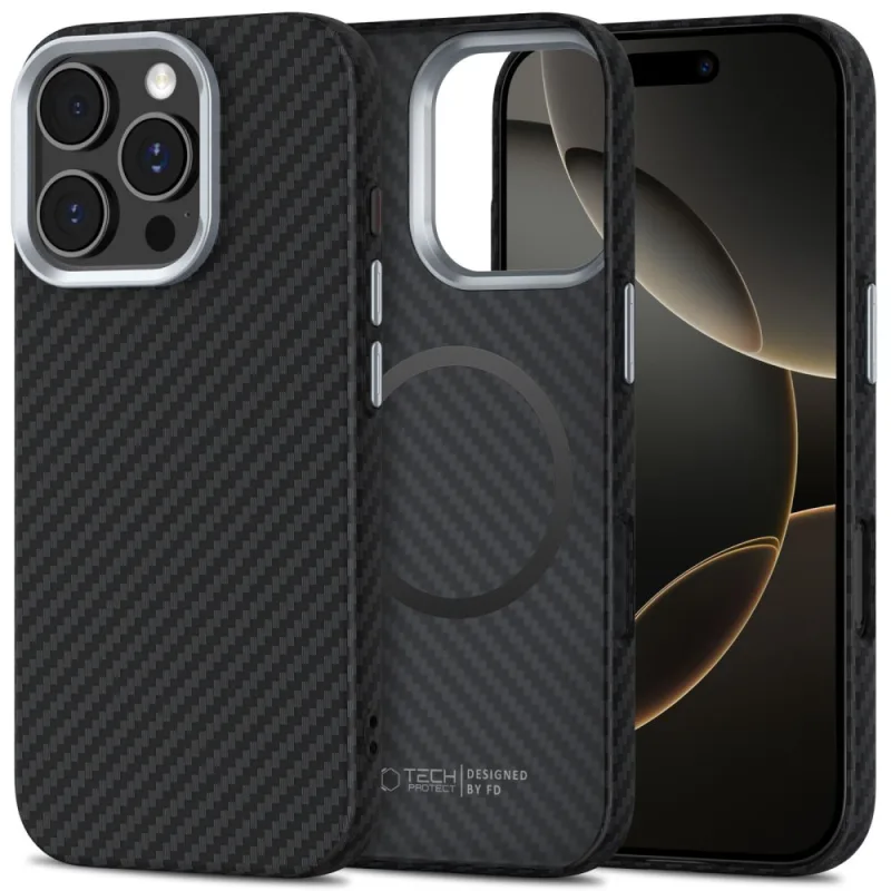 Puzdro Tech-Protect Ion Carbon MagSafe Case pre iPhone 16 Pro Max – čierne/sivé
