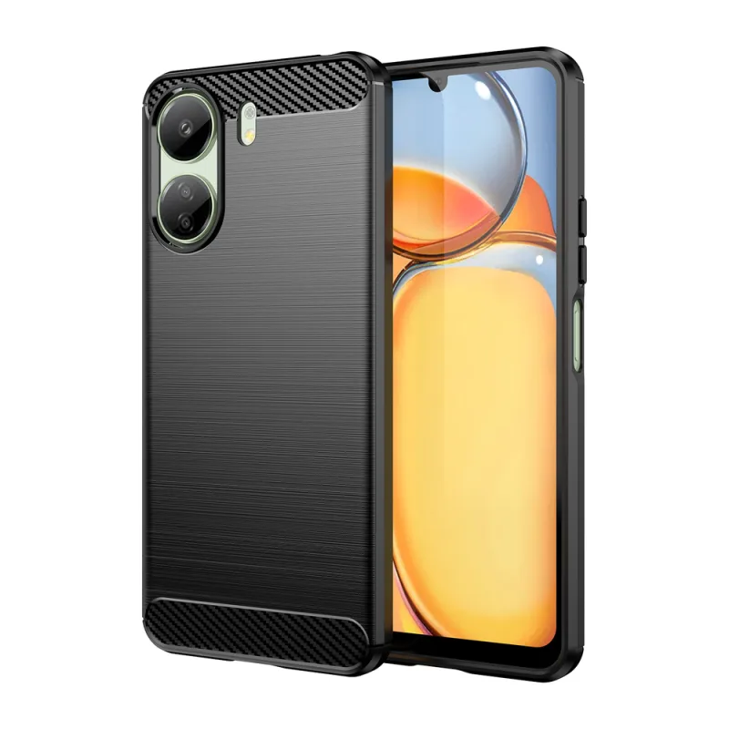 Karbónové puzdro pre Xiaomi Redmi 13c flexibilný silikónový karbónový kryt - čierny
