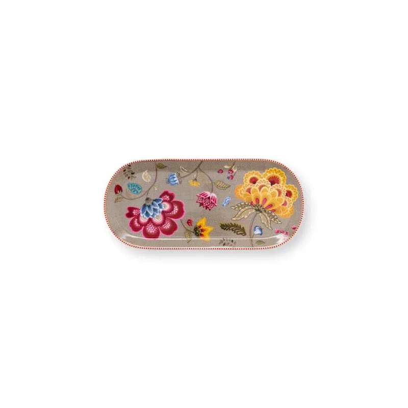 Pip Studio Blooming Tales servírovací tác 33.3 x 15.5 cm, khaki
