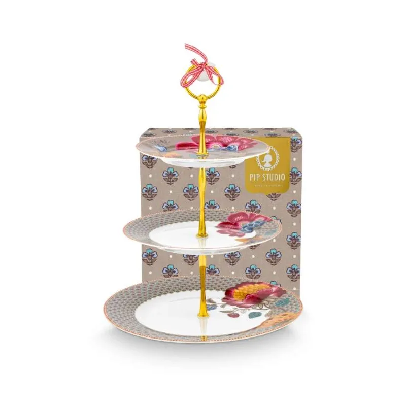 Pip Studio Blooming Tales třípatový etažér, khaki