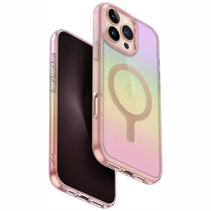Nabíjacie puzdro Uniq Iridescia Magclick pre iPhone 16 Pro Max – ružové