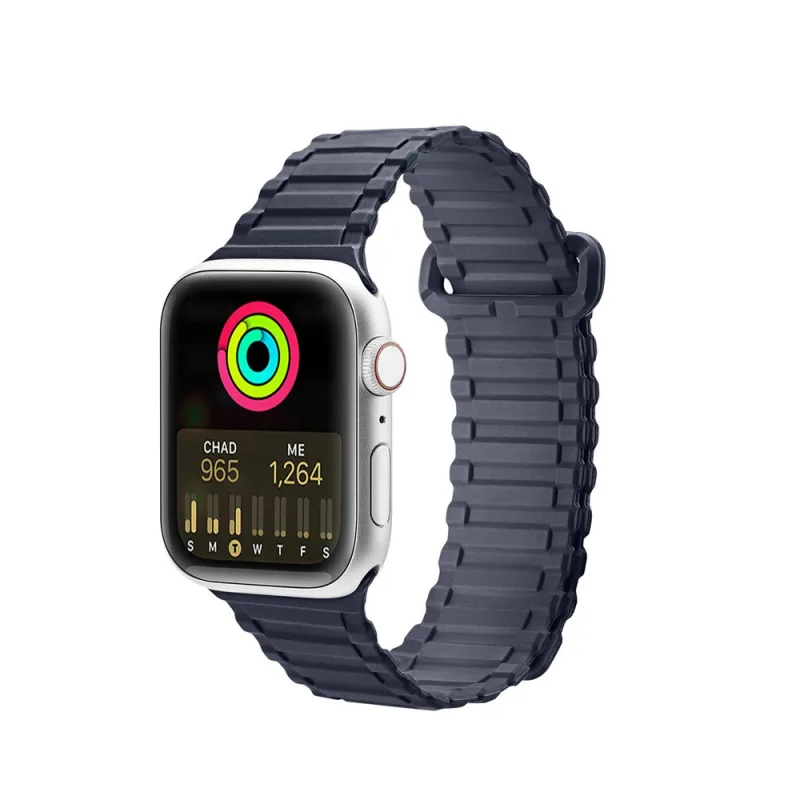 Dux Ducis Strap (Verzia Armor) Remienok Apple Watch SE, 9, 8, 7, 6, 5, 4, 3, 2, 1 (41, 40, 38 mm) silikónový náramok s magnetickým pásikom modrý