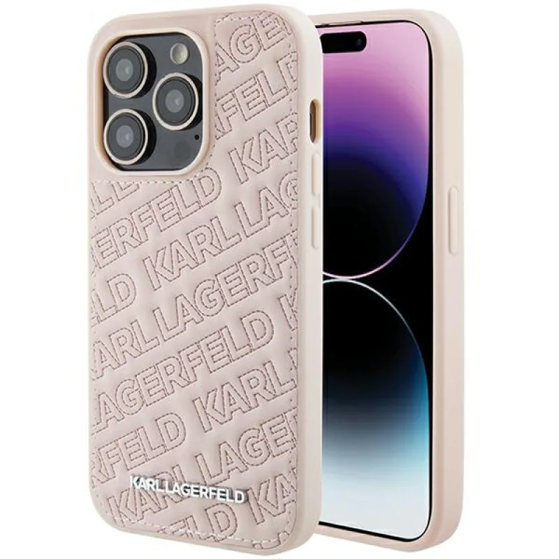 Obal Karl Lagerfeld Quilted K Pattern pre iPhone 15 Pro Max - ružový