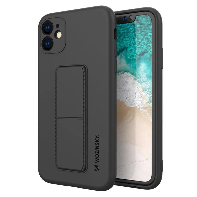 Wozinsky Kickstand Case silikónové puzdro so stojanom iPhone 12 Pro čierne