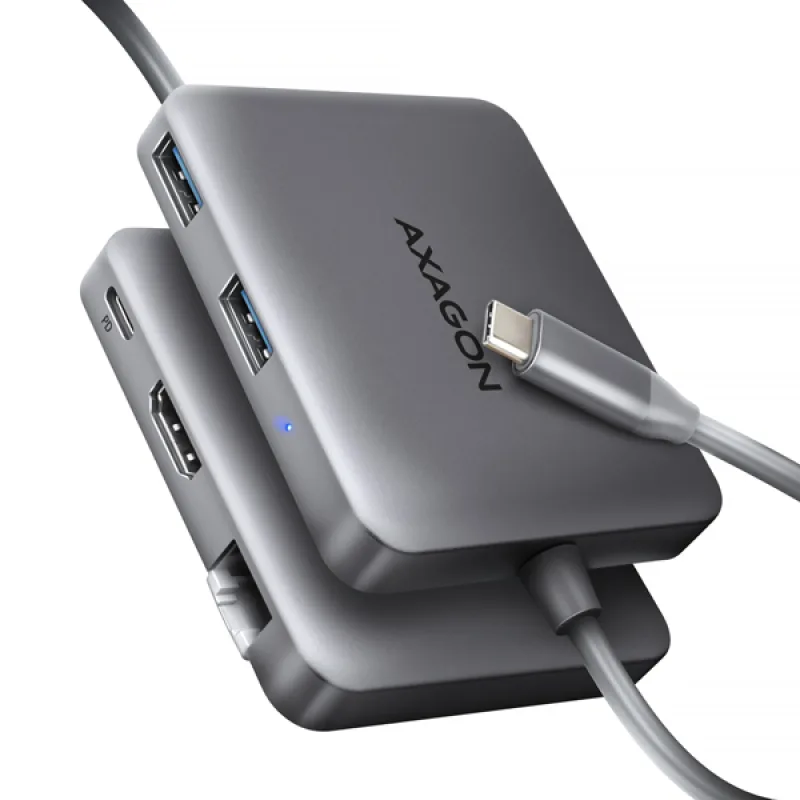 AXAGON HMC-5HL, USB 5Gbps hub, 2x USB-A, HDMI 4k/ 60Hz, RJ-45 GLAN, PD…