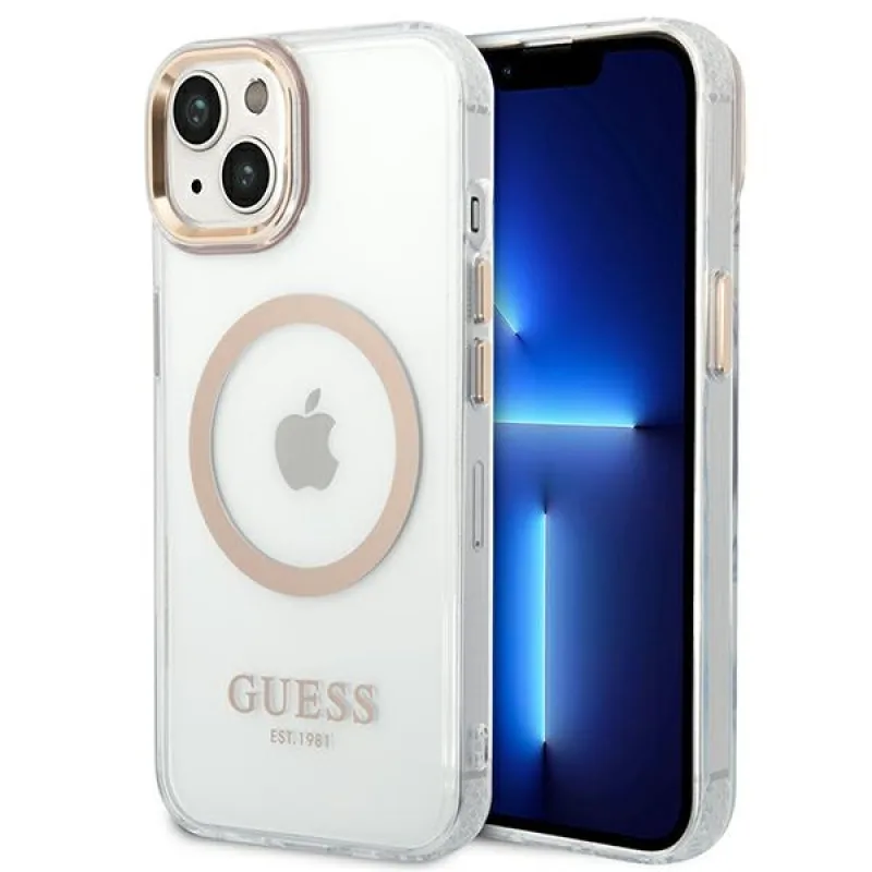 Guess GUHMP14MHTRMD iPhone 14 Plus 6,7" zlaté / zlaté pevné puzdro Metal Outline Magsafe