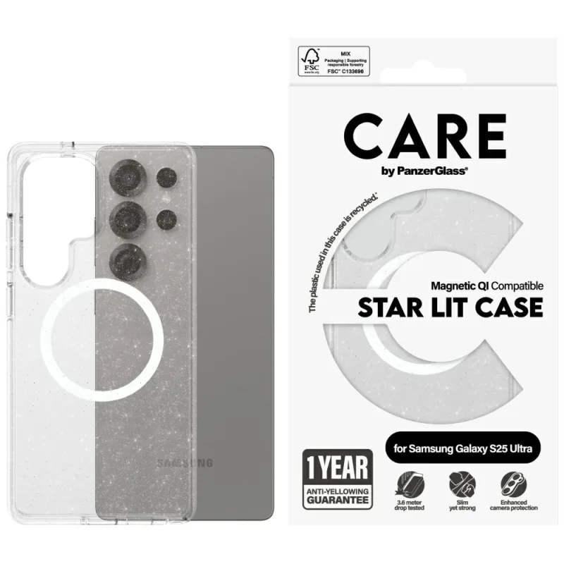 CARE by PanzerGlass Flagship Urban Combat StarLight White QI puzdro pre Samsung Galaxy S25 Ultra – priehľadné