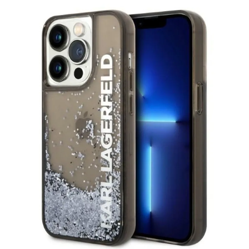 Obal Karl Lagerfeld Liquid Glitter Elong pre iPhone 14 Pro - čierny