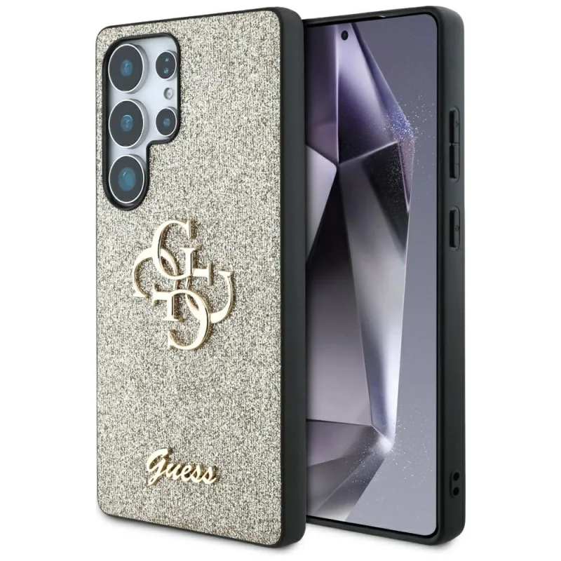 Puzdro Guess Fixed Glitter Big 4G Metal Logo pre Samsung Galaxy S25 Ultra zlaté