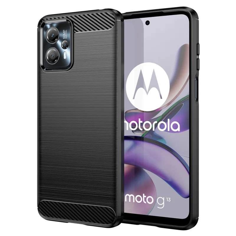 Carbon Case for Motorola Moto G13 flexibilný silikónový karbónový kryt čierny