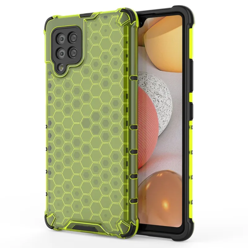Pancierový kryt Honeycomb Case s TPU Bumper pre Samsung Galaxy A42 5G zelený