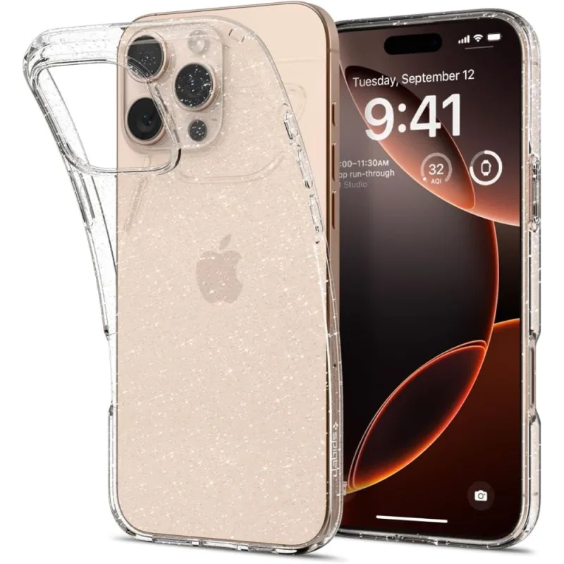Puzdro Spigen Liquid Crystal iPhone 16 Pro – priehľadné trblietky