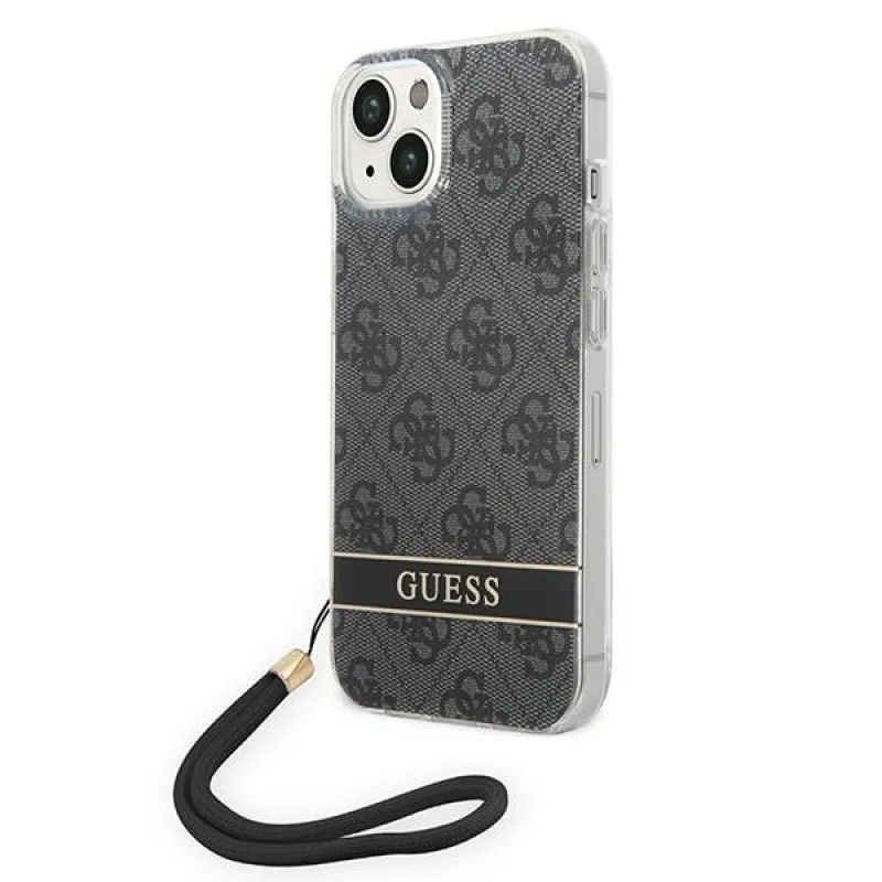Guess GUOHCP14MH4STK iPhone 14 Plus 6,7 "čierno/čierne pevné puzdro 4G Print Strap