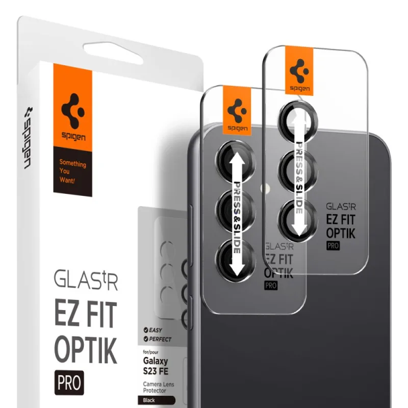 Chránič fotoaparátu Spigen Glas.tR EZ Fit Optik pre Samsung Galaxy S23 FE - čierny 2 ks.