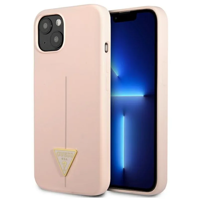 Guess GUHCP13SSLTGP iPhone 13 mini 5,4" ružovo-ružové pevné puzdro silikónový trojuholník