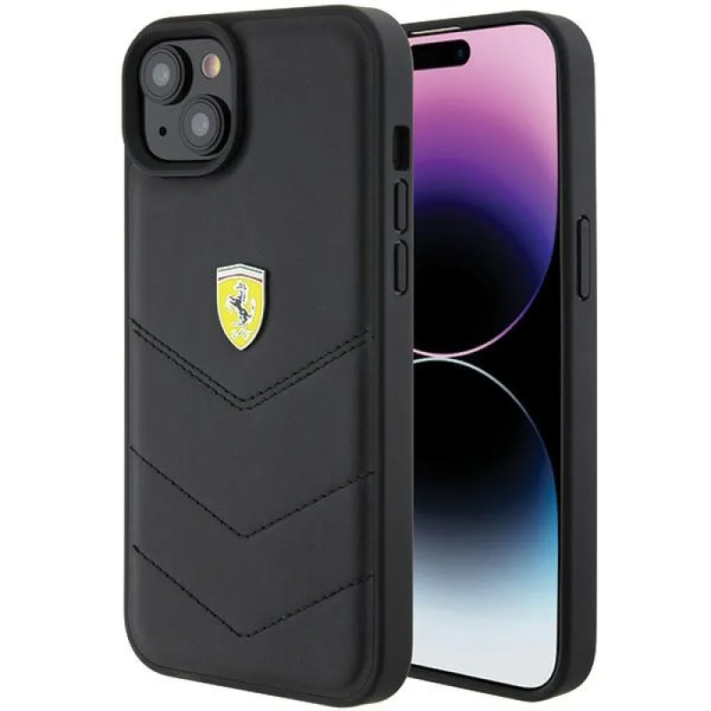 Ferrari FEHCP15MRDUK iPhone 15 Plus 6,7" čierne/čierne pevné puzdro prešívané kovové logo