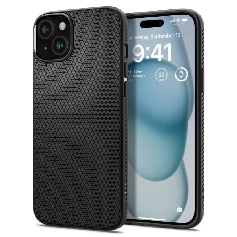 Puzdro Spigen Liquid Air na iPhone 15 – matné čierne
