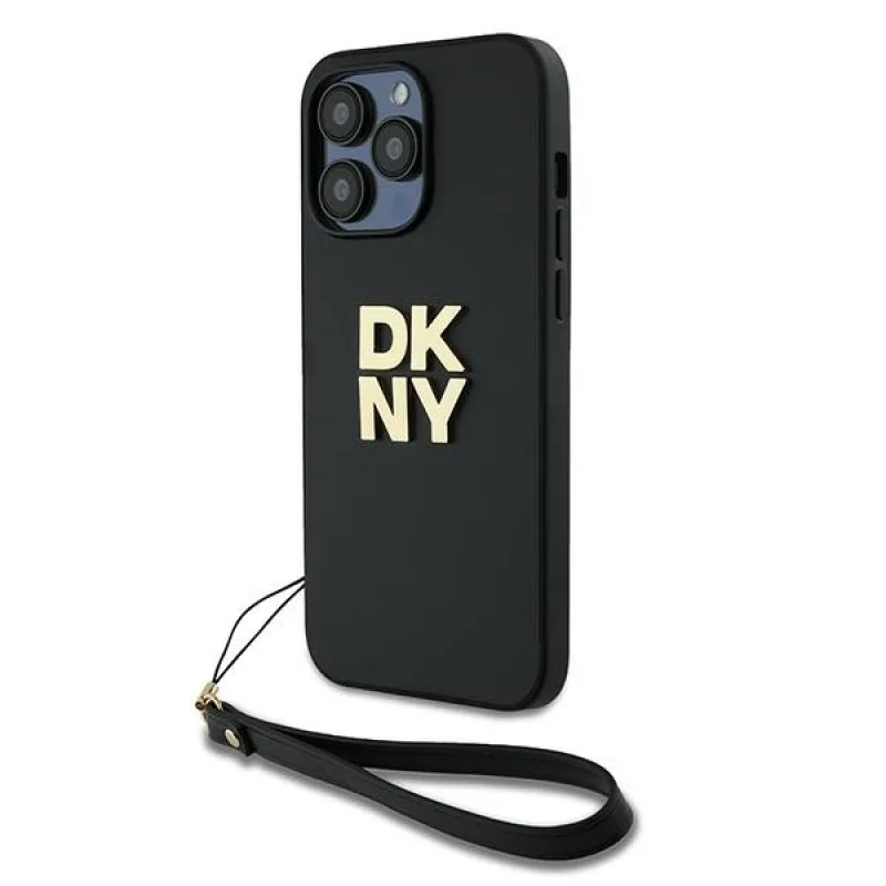 Obal DKNY Wrist Strap Stock Logo pre iPhone 14 Pro - čierny