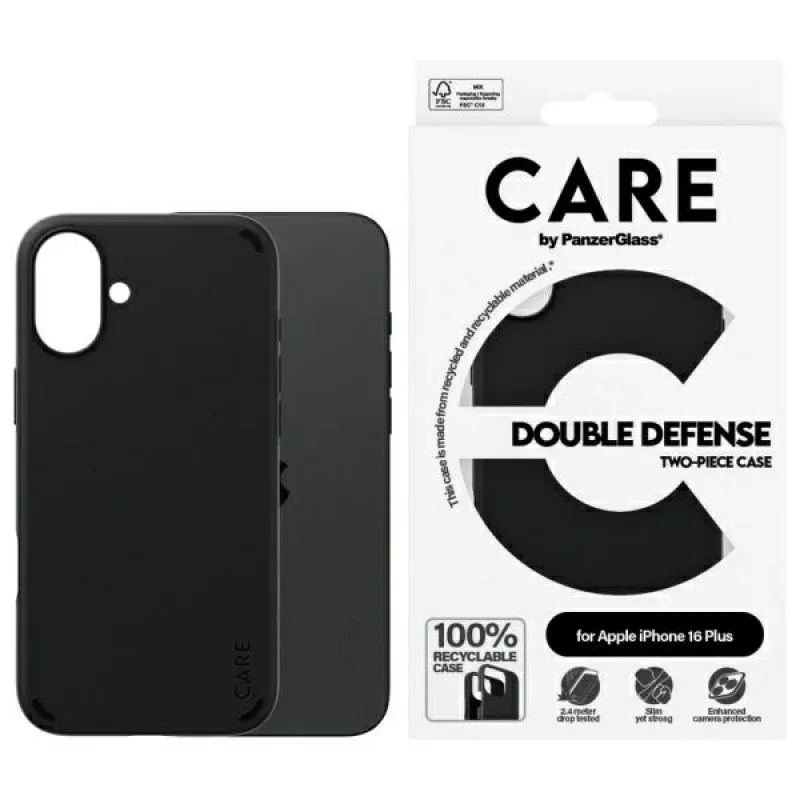 CARE by PanzerGlass Feature Double Defense Case pre iPhone 16 Plus – čierne