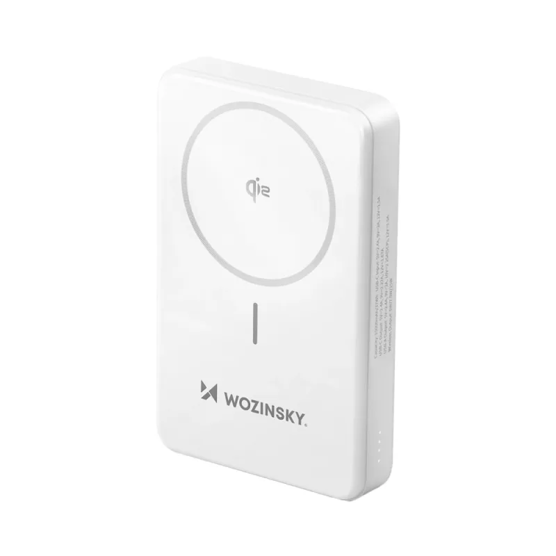 Powerbanka Wozinsky WLWP-10KA0Y3WS 22,5W PD Qi2 10000 mAh, so stojanom, 1x USB-A, 1x USB-C - biela