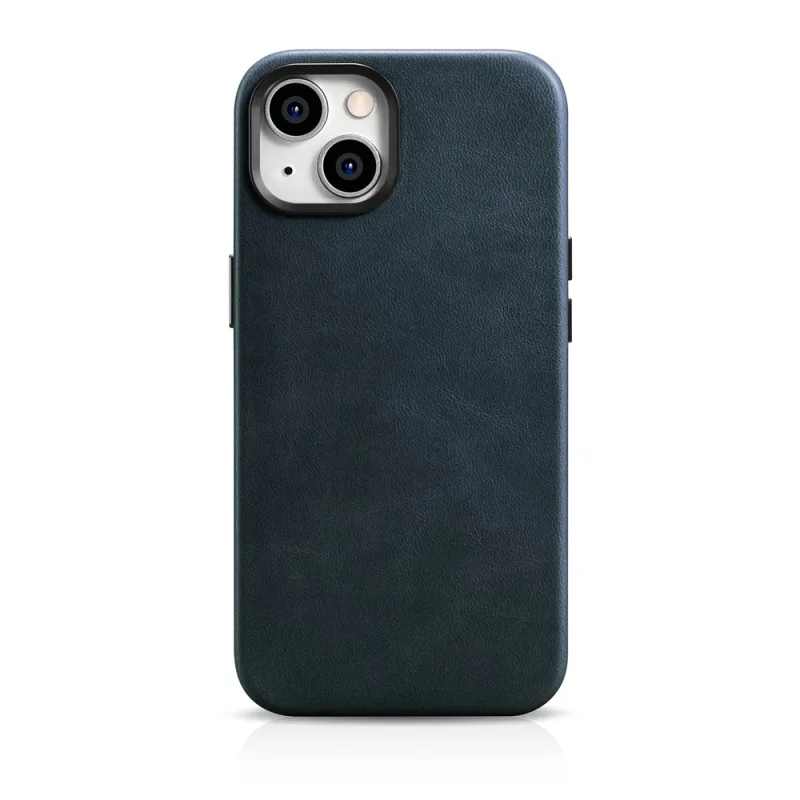 Prémiové kožené puzdro iCarer Oil Wax Magnetické kožené puzdro iPhone 14 Plus s tmavomodrou MagSafe (WMI14220703-BU)