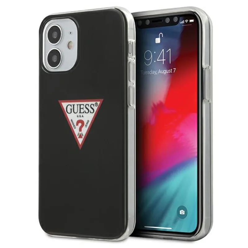 Guess GUHCP12SPCUCTLBK iPhone 12 mini 5,4" čierne/čierne pevné puzdro Triangle Collection