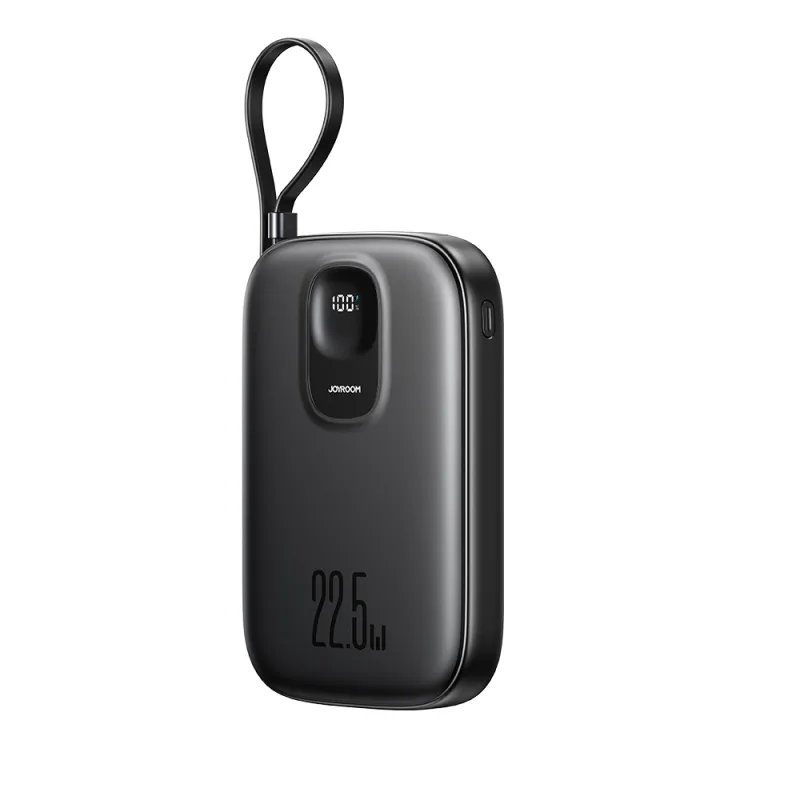 Powerbanka Joyroom JR-PBF17 22,5 W 10 000 mAh so vstavaným káblom USB-C + 0,25 cm kábel USB-C – čierny