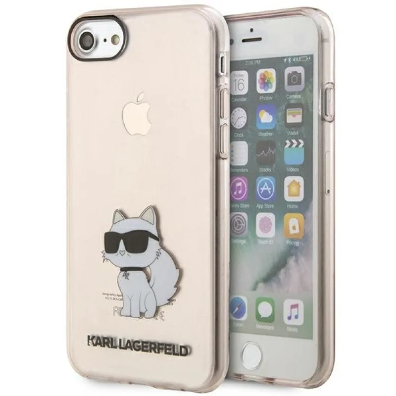 Karl Lagerfeld KLHCI8HNCHTCP iPhone 7/8/ SE 2020 / SE 2022 ružové/ružové pevné puzdro Ikonik Choupette