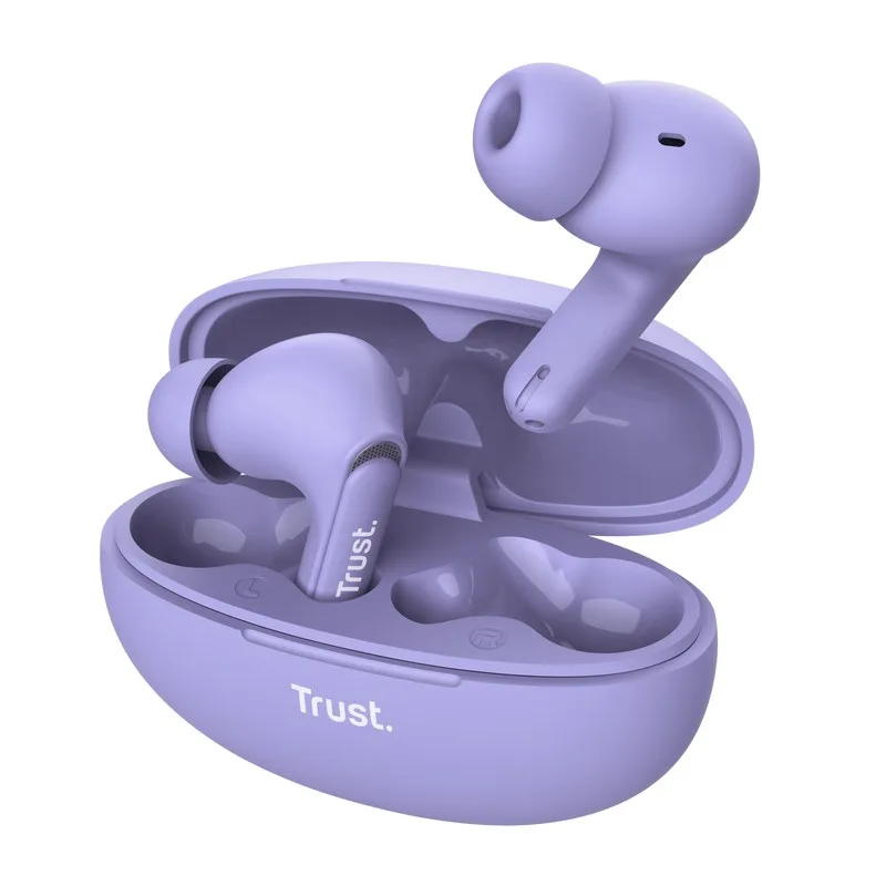 TRUST sluchátka Yavi, Bluetooth ENC, špunty, fialová 25297