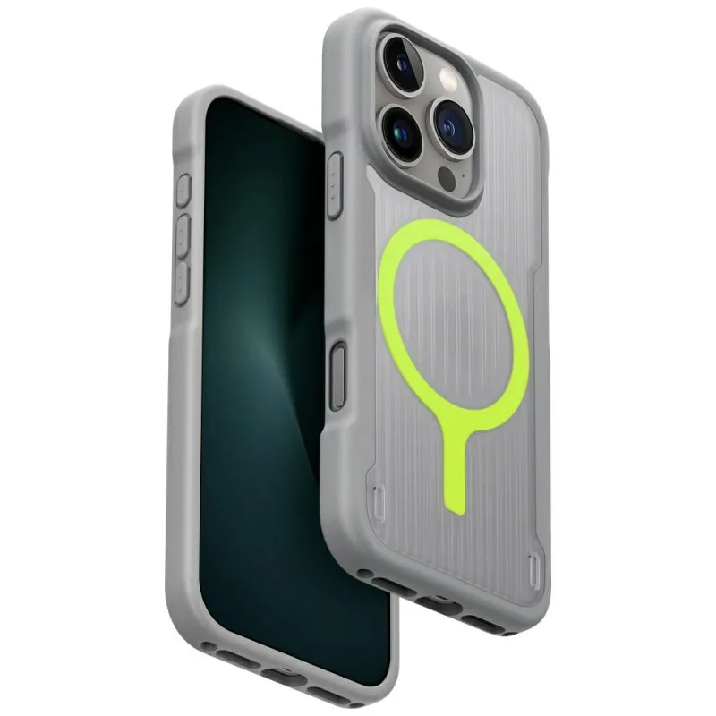 Nabíjacie puzdro Uniq Combat Active Magclick pre iPhone 16 Pro – šedé