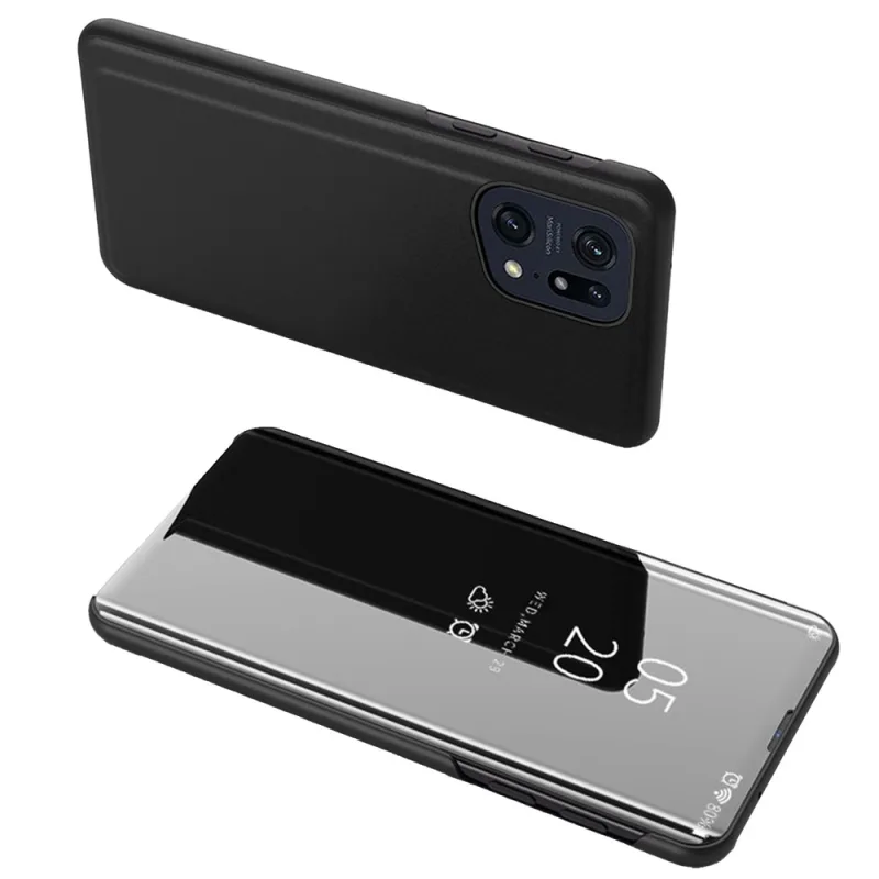 Kryt Clear View Case pre kryt Oppo Find X5 Pro s chlopňou čierny