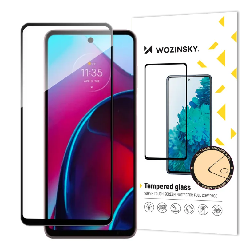 Wozinsky Celoplošné tvrdené sklo Motorola Moto G Stylus 2022 9H Celoobrazovkové tvrdené sklo s čiernym rámom