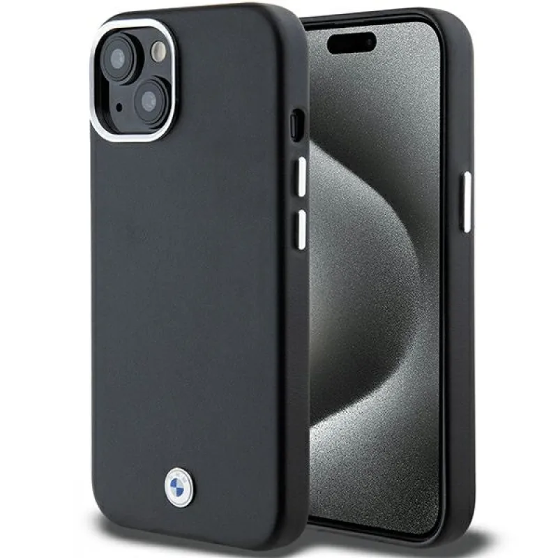 BMW Signature Wrapped Metal MagSafe Case pre iPhone 15/14/13 – čierny