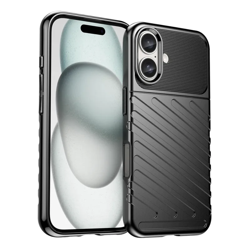 Silikónové puzdro Thunder Case iPhone 16 – čierne