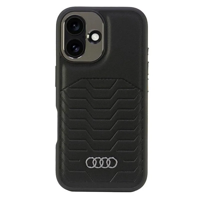 Audi Synthetic Leather MagSafe iPhone 16 Plus 6,7" čierno/čierne pevné puzdro AU-TPUPCMIP16M-GT/D3-BK