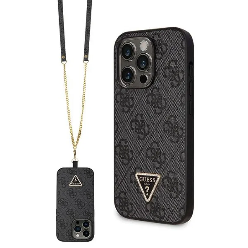 Puzdro Guess GUHCP14LP4TDSCPK pre iPhone 14 Pro - čierne Crossbody 4G kovové logo