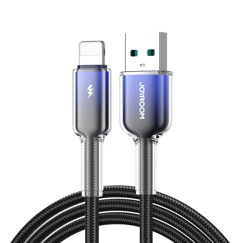 Joyroom S-A42 Crystal-Clear Series 3A USB-A - Lightning kábel 1,2 m - čierny