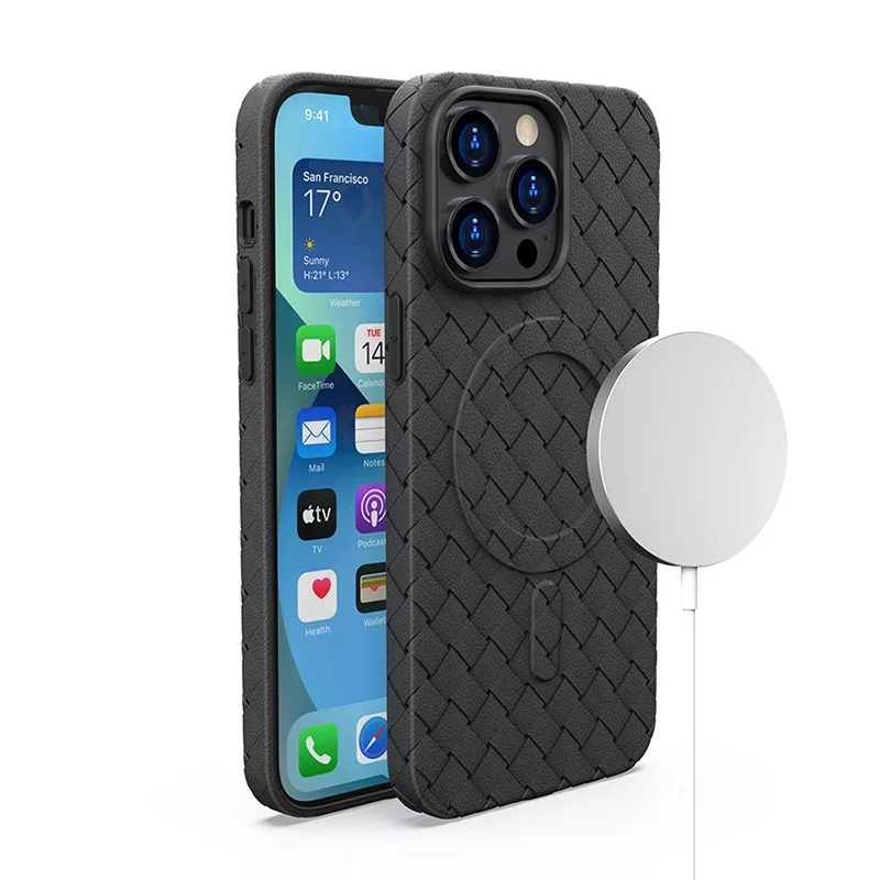 Puzdro MagSafe Woven Case pre iPhone 15 Pro - čierne