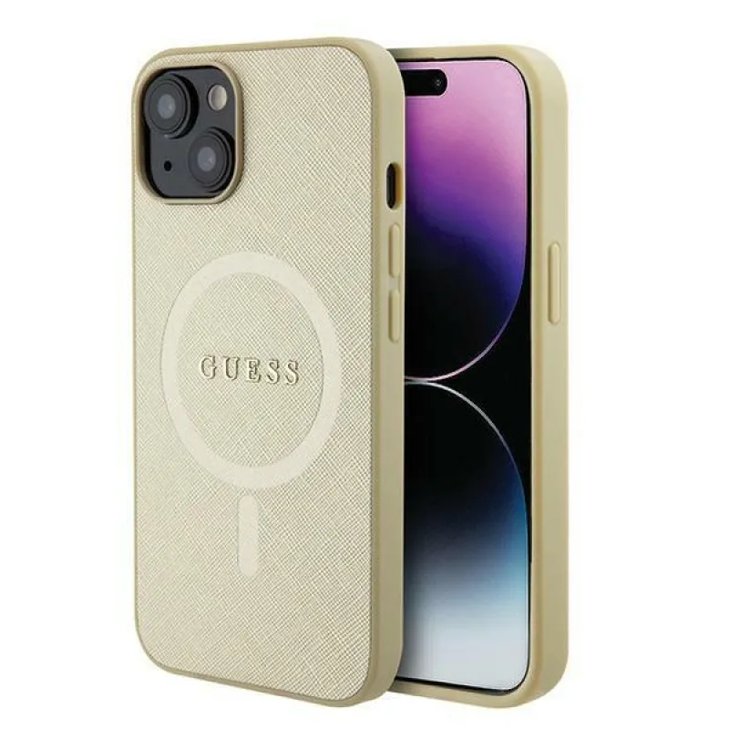 Guess GUHMP15MPSAHMCB iPhone 15 Plus 6,7" zlato/zlaté pevné puzdro Saffiano MagSafe